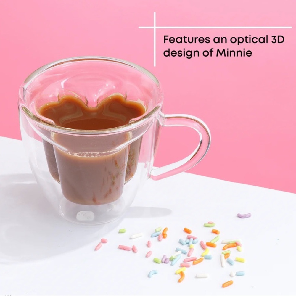 JoyJolt Disney 3D Mickey and Minnie Double Wall Espresso Cups - Set of 2 - Picture 7 of 10